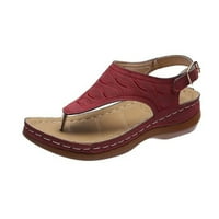Ženske cipele Pete ženske multikolorske sandale klinove papuče flops flip vezene ženske sandale crvene 6,5