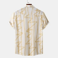 TOQOT muška havajska košulja - Ležerne prilike Hawaii ispisani kauč na kratkim rukavima za zatvaranje majica bluza žuta l