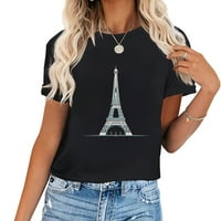 Eiffelov toranj smiješnoj i hladnoj ženskoj grafičkoj majici za zabave i poklone crno