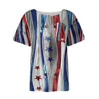 Clearsance Ljeto vrhovi kratki rukav tiskani bluza Neovisnost Dana Žene Bluze Henley Fashion, Multicolor,