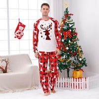 Tawop Family Pajamas Božićni man tata Plaid bluza za ispis na vrhu + hlače Porodična odjeća pidžama