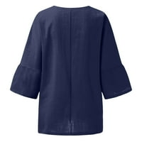 Posteljine za žene Lose Fit Sleeve Crew Crke The Summer Solid Color Gaze Top Side Split bluza Tuntic