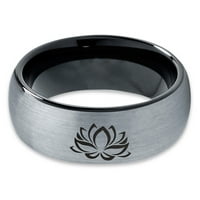 Tungsten Indian Lotus Nelumbo Nucifera Sacred Flower Band prsten za muškarce Žene Udobnost FIT BLACK