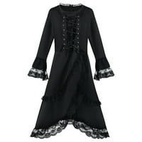 Ženska gotička haljina vintage okrugli vrat dugih rukava čipkasti patchwork plus veličine zavoj Goth