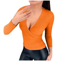 Ženski vrhovi dugih rukava puna bluza u boji labava žena ljeto uranjačka košulja narančasta L