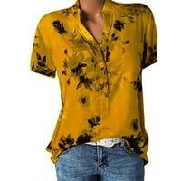 SKSLOEEG bluza za žensko dugme Down Modna bluza Vintage Cvjetna košulja za tiskane majice Casual kratkih