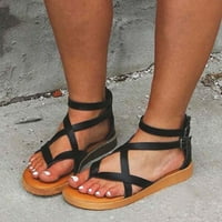 HONEELADYY Ljetne žene ravne otvorene nožne luke sandale kopče kaiševe čvrste boje cipele ženske sandale