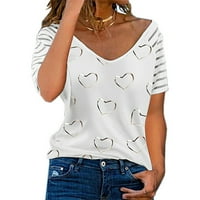 Gotyou ženske ležerne majice kratki rukav modni srčani tisak The majice Tee bijela s