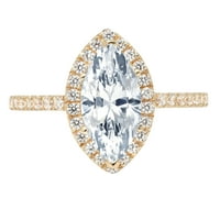 2. CT Sjajan markizni rez simulirani plavi dijamant 14k žuti zlatni halo pasijans sa Accenting prstenom