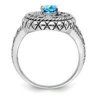 Dvosodni sterling srebrni prsten za prsten dragulja kubični cirkonijski cz nebeski plavi topaz