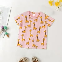 Toddler Baby Boys Girls Solid Color Basic Crtani crtični cvjetni košulji za kratke majice na vrhu Tee