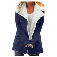 Ženski zimski topli kaput kompozitno jaknu od jakne s rukom šerpa plišana otvorena prednja gumb Cardigan džep