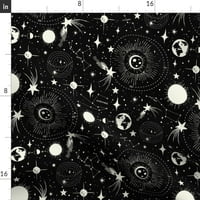 Tkanina za kašiku - solarni sistem crne zvijezde prostorni mjesec vintage nebeski bijeli lunarni otizan na minky tkaninu od dvorišta - šivaći plišane igračke