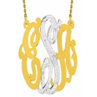 Monogram Diamond Privjesak ogrlica personalizirana 14k žuta ili 14k bijelo zlato. Posebna narudžba,