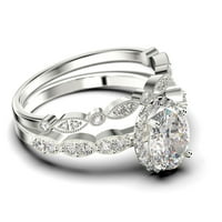 Art Deco 2. Carat ovalni rez Diamond Moissanite Classic Angažman prsten, halo vjenčani prsten u 10k