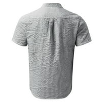 Polo majice za muške modne casual posteljina prugasta košulja kratkih rukava s kratkim rukavima
