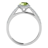 Mauli dragulji za žene 1. Karatni dijamant i ovalni u obliku zelenog ametista prstena s zajedničkim dijeljenjem 10k bijelo zlato
