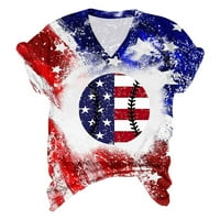 Odeerbi 4. juli Patriotska košulja za žene Dan nezavisnosti Ispiši vrh V-izrez kratki rukav casual bluze