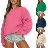 Gersome predimenzionirane dukseve za žene s dugim rukavima Crewneck Lagani pulover vrhovi čvrsti labavi