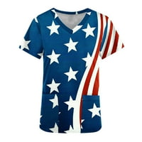 Dyegold Ljetni vrhovi za žene Trendy, ljetni piling vrhovi za žene zvijezde pruge američke zastave T-majice