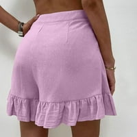 Yuwull Ženske ljetne kratke hlače cvjetno elastično visokog struka Casual Beach Ruffle kratke salone