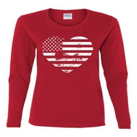 Wild Bobby USA zastava za zastavu Americana American AMERICAN PRIDE ŽENE GRAFIČKI TEE DUGO VELIKA, Crvena,