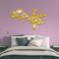 Yinmgmhj Hexagon akrilni ogledalo DIY zidne naljepnice 3D stereo kućni dekor sa ljepilom + zlatom