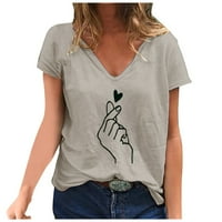 Ženska ležerna modna ljetna majica V-izrez tiskani kratkih rukava XXL