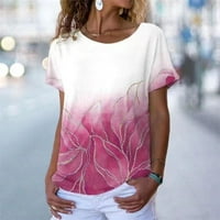 Ženska majica Ljetne majice kratkih rukava Casual V-izrez Loose Basic Tops casual bluza Pink xxl
