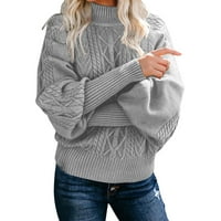 Džemper za žene dame na sredini vrata džemper od labavog dugih rukava, pulover pulover pulover