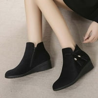TAWOP Fall cipele za žene Ženske čizme klinove čizme za žene Žene Zimske toplije modne klinove Srednje potpetice Slouchy bočne patentne patentne čizme crna 4,5