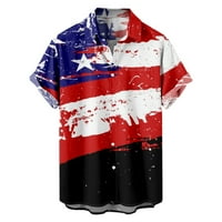 Hesxuno muške majice na padu, američka zastava tiskana košulja na ogrlicu za neovisnost za odmor za
