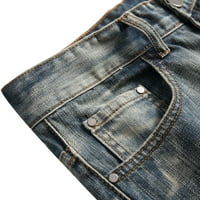 Traperice za muškarce Moda Skinny Ripped Frayed Jeans Solid Boja Slim Fit Konusna nevolje uništene traper