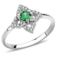 Žene srebrni prstenovi visoko polirani prsten od nehrđajućeg čelika od 316 l sa AAA razredom CZ u Emerald