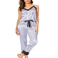 Glookwis Dame Bow Design Pijamas Set Visoko čekanje Noćna odjeća Labavi elastični struk Početna odjeća