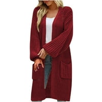 Aofany ženski kardigan džemperi casual crochet dugih rukava otvoreni prednji lagani kabel pleteni kardigani