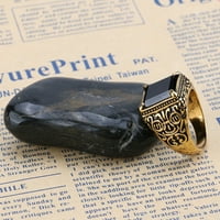 Opolski kineski totem vintage kvadratne smole muškarci banketni prsten širokog lisa nakit