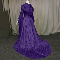 Ženska plus veličina Ženska modna haljina s dugim rukavima Duljina kapuljača Dress Cosplay haljina ljubičasta
