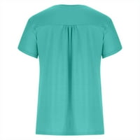 Plus size Ljetni vrhovi za žene kratki rukav kauzal Henley V-izrez majica Labavi blusi i cvjetovi tunika
