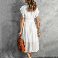 Ljetna haljina ženska modna casual duboka v s jednim grudima kratkih rukava s kratkim rukavima dvostruki
