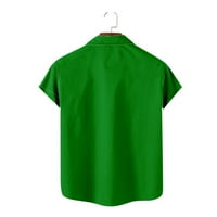 Elbourn Tinejdžeri MENS kratki rukav košulja Vintage tiskana košulja sa džepom Kuglačke košulje Plus