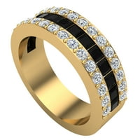Muški vjenčani prstenovi unisni crni dijamant 14K čvrsti zlatni naglašen široki na pola puta dijamantski
