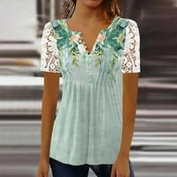 Ženske vrhove kratkih rukava modna bluza Grafički otisci Žene Ljeto zarez vrata T-košulje Tunika Tee