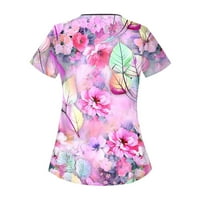 APEPAL ženska modna mala cvjetna tiskana ujednačena kombinezona košulja kožnica dvostruka džepa majica