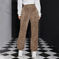 Labakihah hlače za žene ženske jesenske i zimske solidne boje sportske hlače plišane casual pantalone
