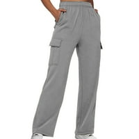 Ženske modne teretne pantalone Slim Fit Solid Boja elastična struka ravne duge hlače jesen i zimsko