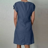 Daznico Žene Ležerne prilike sa čvrstim haljinama Dugme s kratkim rukavima Okrugli izrez Labavi mini
