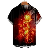 Havajske majice za muškarce s kratkim rukavima majice dolje majice Vintage kuglanje 3D plamena tiskane