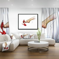 Art DesimanArt noga koja nosi visoku petu crvenu cipelu Sažetak portreta uokvirena platna štampa u.