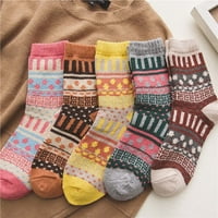 Cotonie ženske zime zadebljane vunene čarape čiste boje čarape pet pari